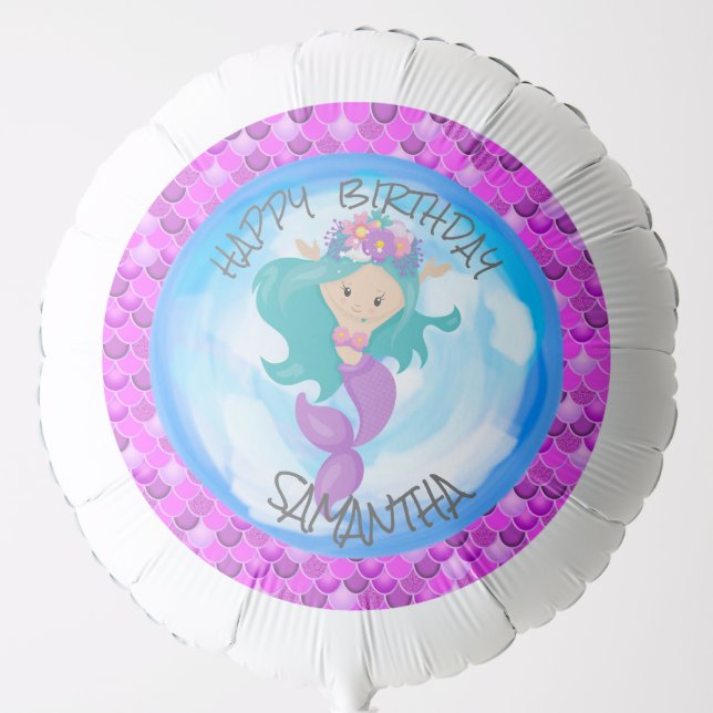 Mermaid Sea Purple Scales  Balloon (Front)