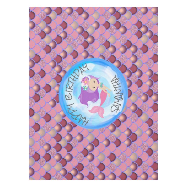 Mermaid Sea Purple  Tablecloth (Front)