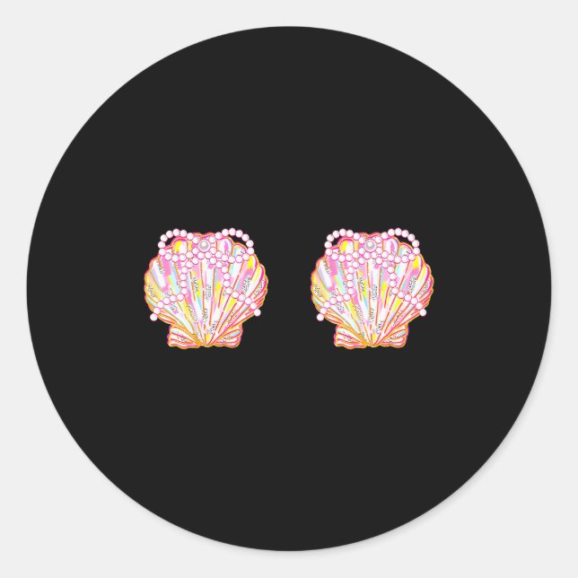 Mermaid Sea Shell Bra Costume For Girl And Women  Classic Round Sticker (Front)