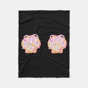 Mermaid Sea Shell Bra Costume For Girl And Women Fleece Blanket