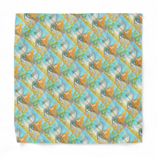 MERMAID & SEA STALLION, WHIMSICAL FANTASY UNICORN BANDANA