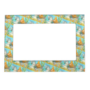 MERMAID & SEA STALLION, WHIMSICAL FANTASY UNICORN MAGNETIC FRAME