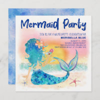 Mermaid Sea | Tropical Beach Bachelorette Party Invitation