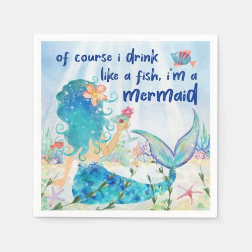 Mermaid Sea  Tropical Beach Drink Like A Fish  Napkins