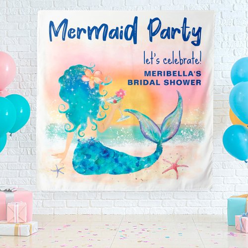 Mermaid Sea Tropical Beach Photo Backdrop Tapestry