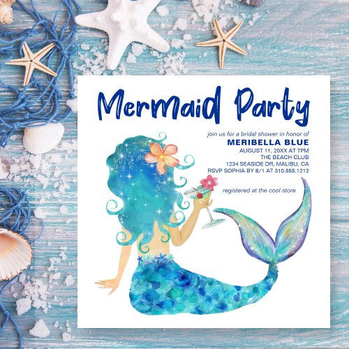 Mermaid Sea  Tropical Drink Bridal Shower Invitation