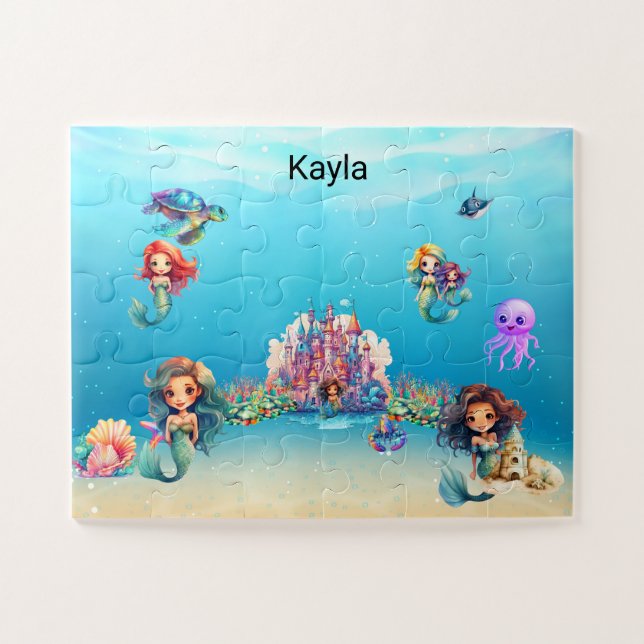 Mermaid Sea Turtle Castle Under the Ocean Sea Jigsaw Puzzle (Horizontal)