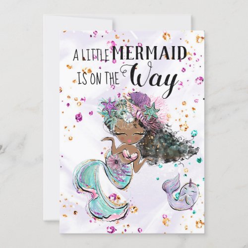  Mermaid Sea Unicorn Baby Girl Shower Invitation