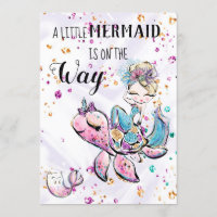 ~ Mermaid Sea Unicorn Cat  Baby Shower Invitation