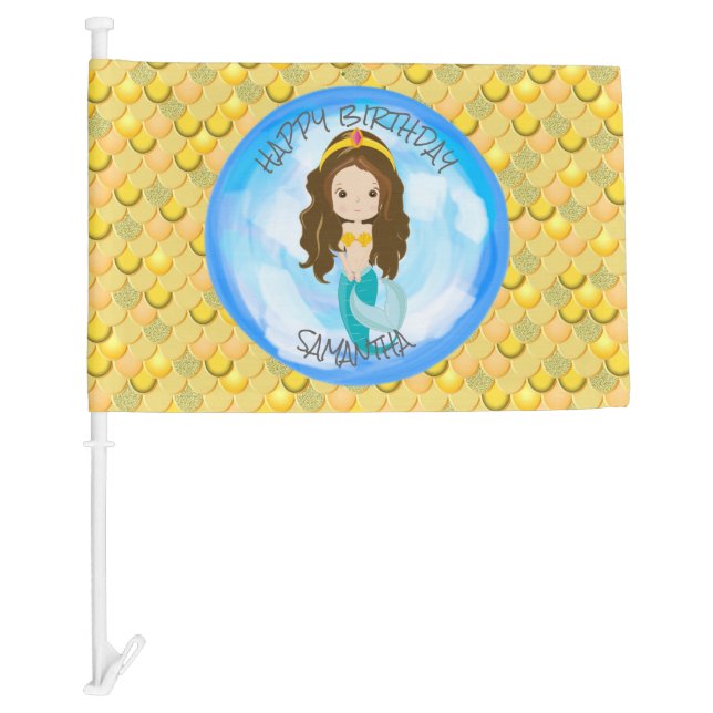 Mermaid Sea Yellow Scales House Flag  (Front)