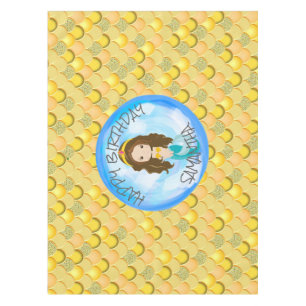Mermaid Sea yellow Scales Tablecloth