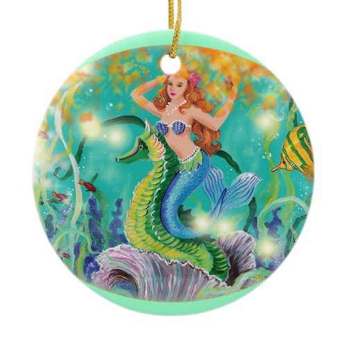 Mermaid &amp; Seahorse Christmas Ornament Gift