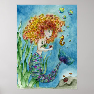 Mermaid - Seahorse Poster