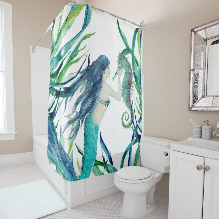Mermaid Seahorse Under the Sea Shower Curtain