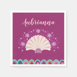 Mermaid Seashell Girl Birthday Party Napkin