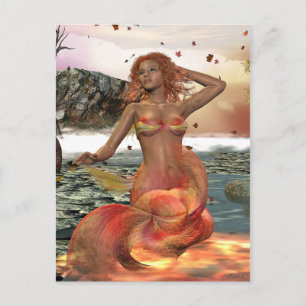 Mermaid Seasonal Series LUCY Autumn Postcard