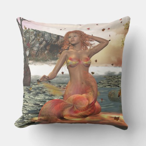 Mermaid Seasonal Series LUCY Autumn Throw Pillow