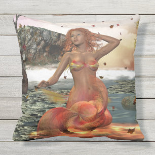 Mermaid Seasonal Series LUCY Autumn Throw Pillow