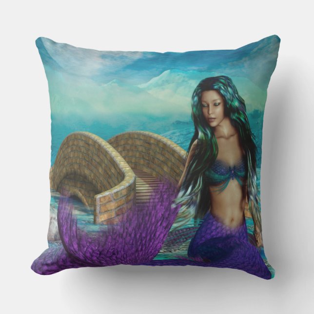 Mermaid Seasonal Series "McBeth" WINTER Throw Pillow (Front)