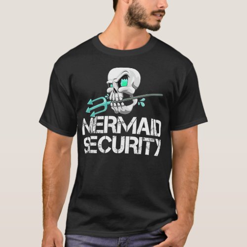 Mermaid Security  Men Pirate Skull Swim Team Swimm T_Shirt