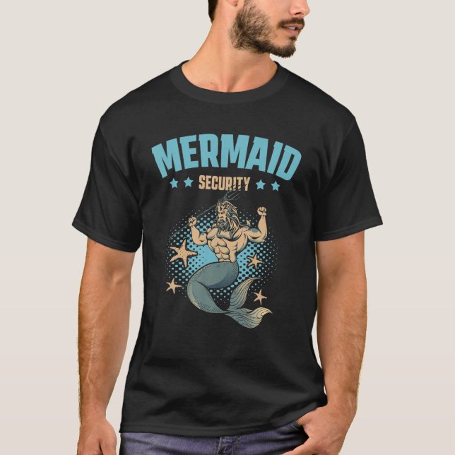 Mermaid Security - Merman Mermaid Party Swimming S T-Shirt (Front)