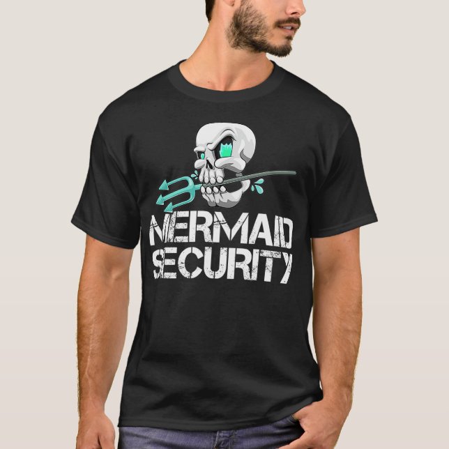 Mermaid Security Shirt Men Pirate Skull Swim Team  (Front)