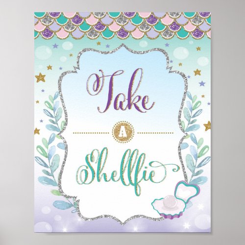 Mermaid Selfie Station Take a Shellfie Sign Decor