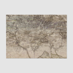 Mermaid Sepia Brown Nautical Ocean Waves Decoupage Tissue Paper