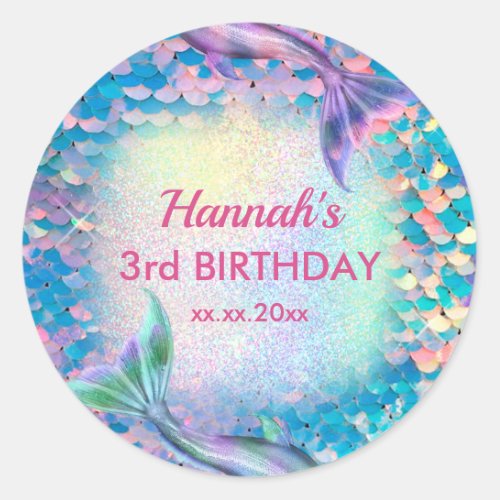 mermaid sequin Birthday Classic Round Sticker