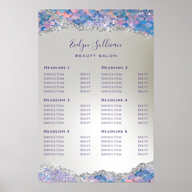 Mermaid sequin price list poster (Front)