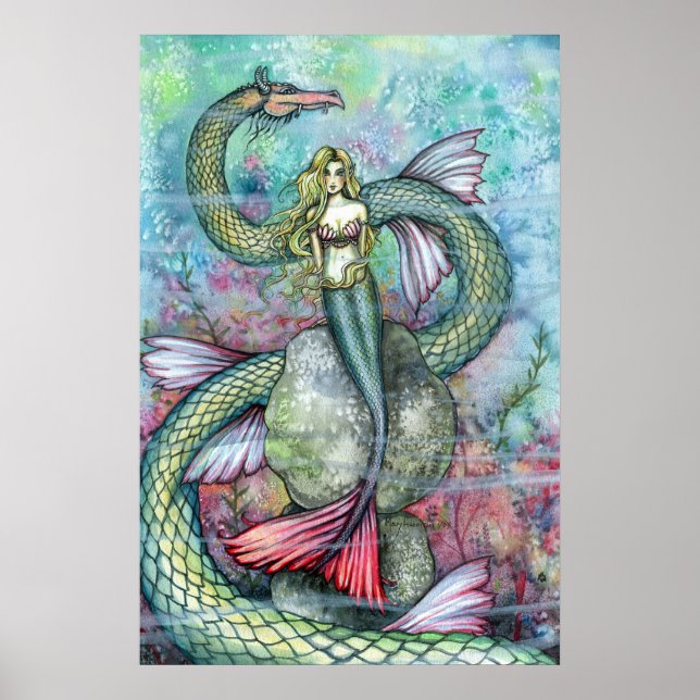 Mermaid Serpent Poster Print by Molly Harrison (Front)
