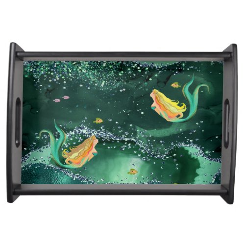 Mermaid Serving Tray with Emerald Water