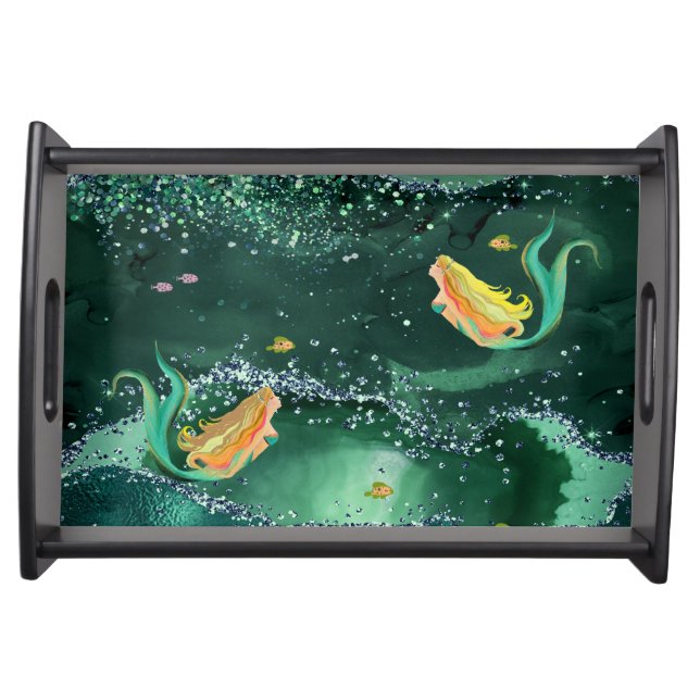 Mermaid Serving Tray with Emerald Water (Front)
