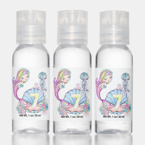 Mermaid Seventh Birthday  Magical Sea Life Party Hand Sanitizer