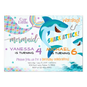 shark birthday invitations zazzle