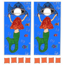 Mermaid Shark Cornhole Set