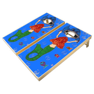 Mermaid Shark Cornhole Set