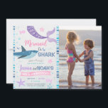 Mermaid & Shark Joint Birthday Photo Invitation<br><div class="desc">Mermaid & Shark Joint Birthday Photo Invitation

Mermaid or shark? What will you be? Join us under the sea! Customize this cute invitation with your own info and photo!</div>
