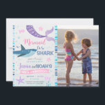 Mermaid & Shark Joint Birthday Photo Invitation<br><div class="desc">Mermaid & Shark Joint Birthday Photo Invitation

Mermaid or shark? What will you be? Join us under the sea! Customize this cute invitation with your own info and photo!</div>