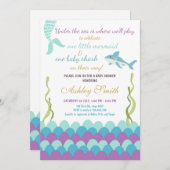 Mermaid Shark Under The Sea Twins Baby Shower Invitation (Front/Back)