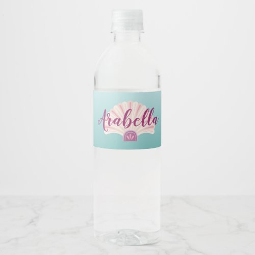 Mermaid Shell Birthday Water Bottle Label