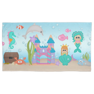 Mermaid Shell Castle Dolphin King Pillow Case