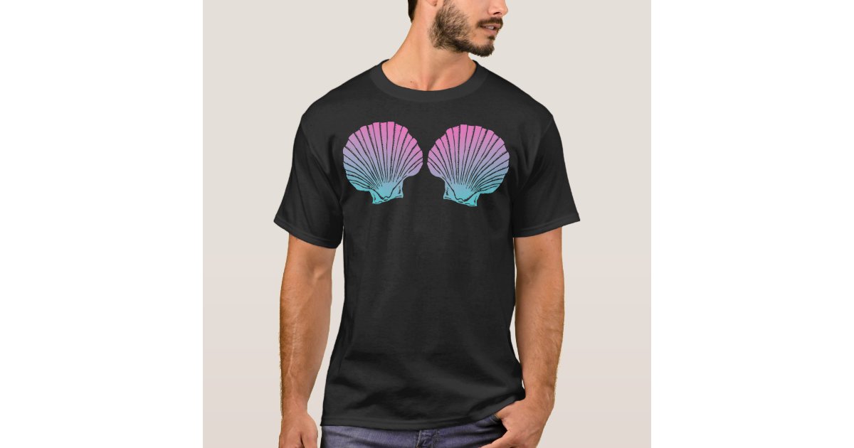 Mermaid Purple Seashell Bra Cartoon Graphic Premium T-Shirt