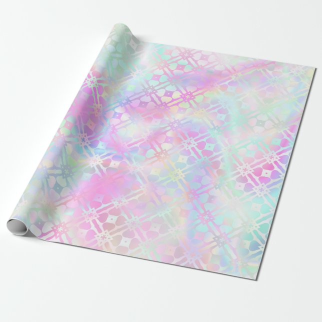 Mermaid Shimmer Iridescent Pink Wrapping Paper (Unrolled)