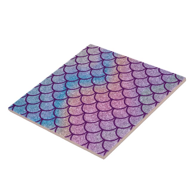 Mermaid Shimmer Scale Decorative Ceramic Tile (Side)