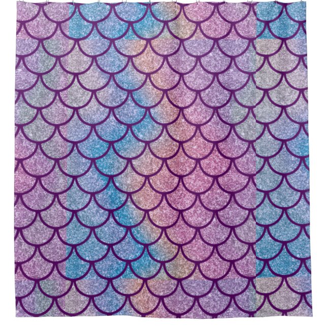 Mermaid Shimmer Scale Shower Curtain (Front)