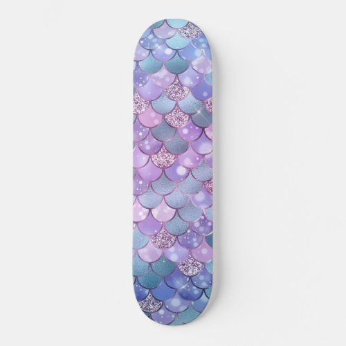 Mermaid Shimmery Satin Scales Pattern Skateboard