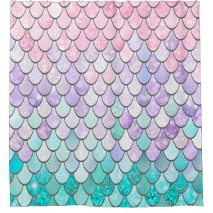 Mermaid Shower Curtain, Pastel, Pink, Purple, Teal Shower Curtain