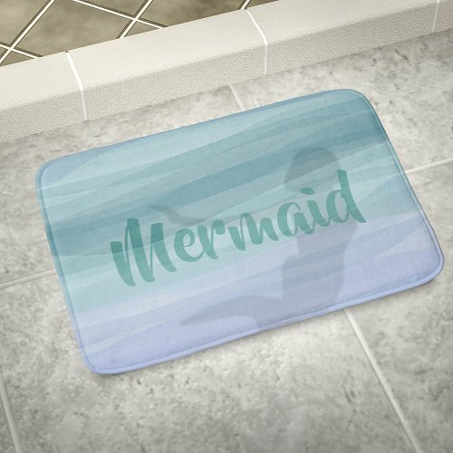 Mermaid Silhouette Aqua Blue Ocean Custom Bath Mat