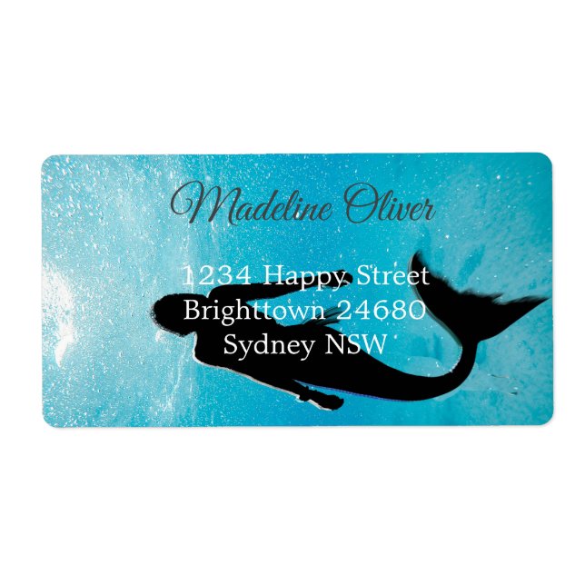 Mermaid Silhouette Blue Ocean  Label (Front)